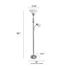 Torchiere Floor Lamp with Reading Light and Marble Glass Shades, Brushed Nickel