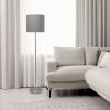 Brushed Nickel Floor Lamp with Drum Shade, Gray