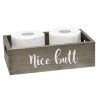 Three Piece Decorative Wood Bathroom Set, Large, Cheeky  (1 Towel Holder, 1 Frame, 1 Toilet Paper Holder)