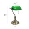 Executive Banker's Desk Lamp with Glass Shade, Green