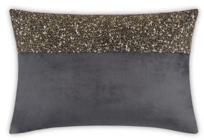 Lena Charcoal Gold Lumbar Pillow