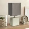 Petite Faux Stone Tabletop Lamp with Fabric Shade, White with Gray Shade