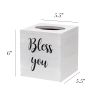 Decor Farmhouse White Wooden Decorative Tissue Box Cover with "Bless you" Script in White and Sliding Base for Vanity, Bathroom, Bedroom, Livingroom