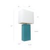 Modern Leather Table Lamp with White Fabric Shade, Teal