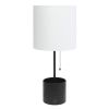 Hammered Metal Organizer Table Lamp with USB charging port and Fabric Shade, Black