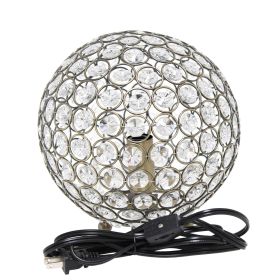 8" Elipse Medium Contemporary Metal Crystal Round Sphere Glamorous Orb Table Lamp for Living Room, Bedroom, Entryway, Office, Foyer, Home Décor, Anti