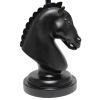 Polyresin Decorative Chess Horse Shaped Desk Lamp with White Tapered Fabric Shade, Black