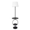 Bedside End Table Dual Shelf Decorative Floor Lamp, Black