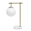 Studio Loft 21" White Globe Shade Table Desk Lamp With Marble Base and Antique Brass Arm