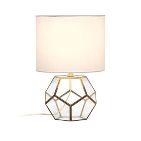 Transparent Octagonal Table Lamp, Brass