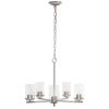 5-Light 20.5" Contemporary Clear Glass and Metal Hanging Ceiling Pendant Chandelier for Kitchen Island Foyer Hallway Living Room Den Dining Room, Brus