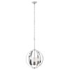 3-Light 18" Adjustable Industrial Globe Hanging Metal and Clear Glass Ceiling Pendant for Kitchen Foyer Hallway Bedroom Living Room Dining Room, Chrom