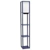 Floor Lamp Etagere Organizer, 2 USB and Linen Shade, Navy