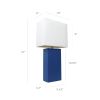 Modern Leather Table Lamp with White Fabric Shade, Blue