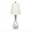 Malibu Curved Mosaic Seashell Table Lamp with Chrome Accents