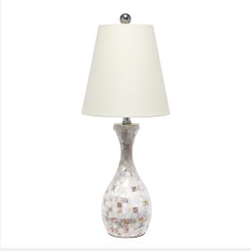 Malibu Curved Mosaic Seashell Table Lamp with Chrome Accents