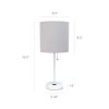 White Stick Lamp with Charging Outlet and Fabric Shade 2 Pack Set, Gray