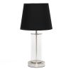 Encased Metal and Clear Glass Tabletop Lamp, Brushed Nickel and Black