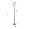 Torchiere Floor Lamp with Reading Light and Marble Glass Shades, Antique Brass