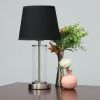 Encased Metal and Clear Glass Tabletop Lamp, Brushed Nickel and Black