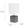 Petite Faux Stone Tabletop Lamp with Fabric Shade, Gray with White Shade