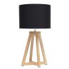 Interlocked Triangular Natural Wood Table Lamp with Black Fabric Shade