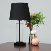 Encased Metal and Clear Glass Tabletop Lamp, Black