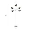 5 Light Adjustable Gooseneck Floor Lamp, Black Shades, White