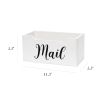 Rustic Farmhouse Wooden Tabletop Decorative Script Word "Mail" Organizer Box, Letter Holder, White Wash