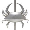 Shoreside Coastal Brushed Nickel and Polyresin Pinching Crab Shaped Desk Lamp with White Fabric Drum Shade