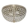 13" Classix  Crystal Glam Two Light Decorative Dome Shaped Metal Flush Mount Ceiling Fixture for Décor, Bedroom, Living Room, Foyer, Hallway, Antique