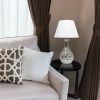 Juliet Ceramic Tabletop Lamp with Metallic Silver Base and White Fabric Shade