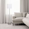 Brushed Nickel Floor Lamp with Drum Shade, White