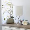 Down to the Wire Tabletop Lamp with Fabric Shade, Gold with White Shade