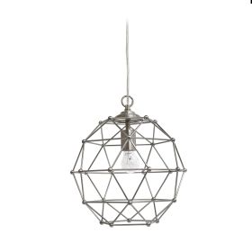 1 Light Hexagon Industrial Rustic Ceiling Pendant Light, Brushed Nickel