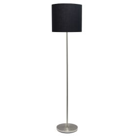 Brushed Nickel Floor Lamp with Drum Shade, Black