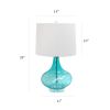 Modern Rippled Colored Glass Lamp with White Linen Tapered Drum Shade