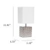 Contemporary Petite Hammered Metallic Chrome Square Lamp