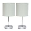 Chrome Mini Basic Tabletop Lamp with Fabric Shade 2 Pack Set, Slate Gray