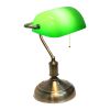 Executive Banker's Desk Lamp with Glass Shade, Green