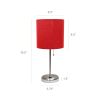 Stick Lamp with USB charging port and Fabric Shade 2 Pack Set, Red