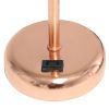 Oslo 19.5" Contemporary Bedside Power Outlet Base Standard Metal Table Desk Lamp in Rose Gold with White Drum Fabric Shade for Home Décor, Bedroom, En