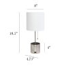 Hammered Metal Organizer Table Lamp with USB charging port and Fabric Shade, Brushed Nickel