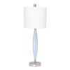 Stylus Table Lamp with White Fabric Shade, Blue