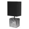 Petite Marbled Ceramic Tabletop Lamp with Fabric Shade, Black with Black Shade