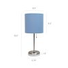 Stick Lamp with USB charging port and Fabric Shade 2 Pack Set, Blue