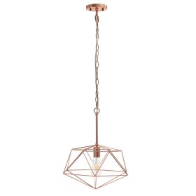 1 Light 16" Modern Metal Wire Paragon Hanging Ceiling Pendant Fixture, Rose Gold