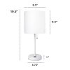 Oslo 19.5" Contemporary Bedside USB Port Feature Standard Metal Table Desk Lamp in White with White Drum Fabric Shade for Home Décor, Bedroom, End Tab