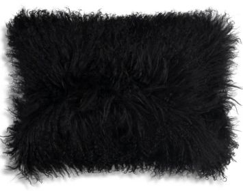 Luna Black Fur Lumbar Pillow