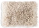 Luna Ivory Beige Fur Lumbar Pillow